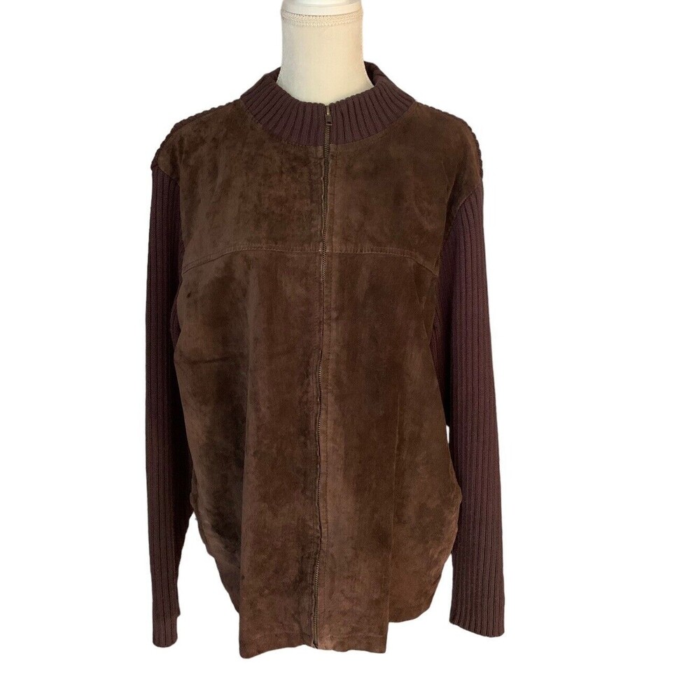 Protege Collection Suede Sweater Zip Cardigan Jacket Women's Large Vintage Brown